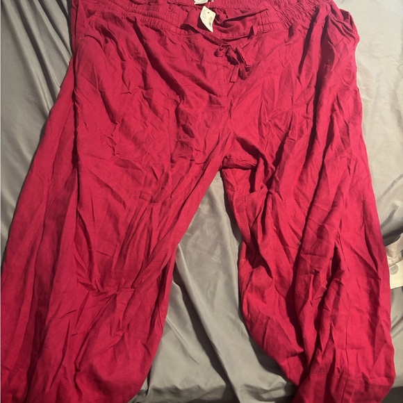 Women's Soft Drawstring Lounge Pants - Bright Raspberry - Picture 1 of 2